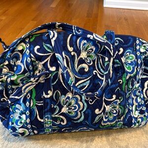 Vera Bradley Blue Floral Quilted Tote Bag - Women's Travel Handbag